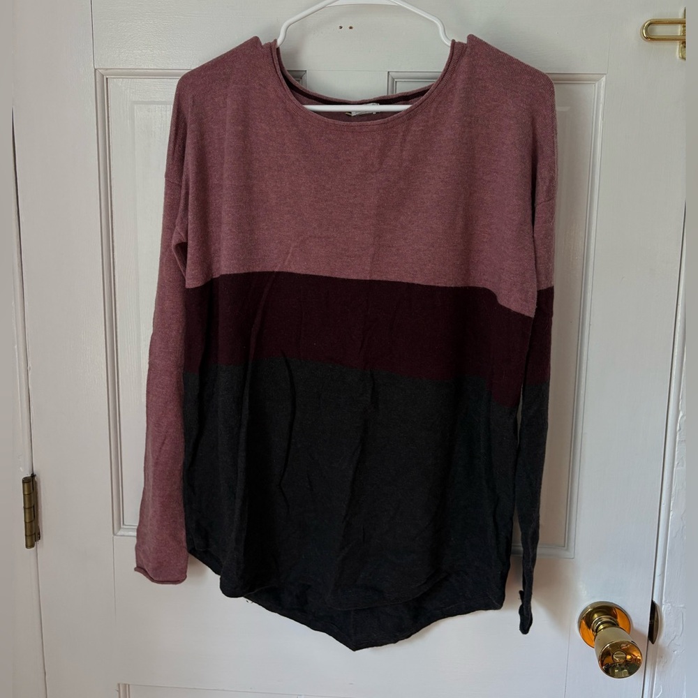 Smartwool Shadow Pine Crew Merino Blend Sweater Pink/Wine/Grey, Size Medium (M)